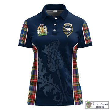 Bethune Tartan Women's Polo Shirt with Family Crest and Scottish Thistle Vibes Sport Style