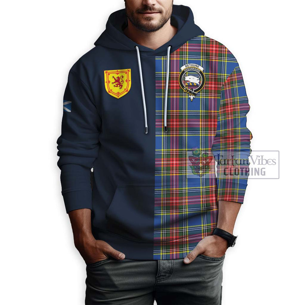 Tartan Vibes Clothing Bethune Tartan Hoodie with Scottish Lion Royal Arm Half Style