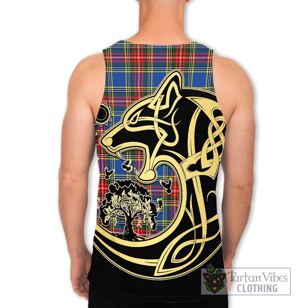 Bethune Tartan Men's Tank Top with Family Crest Celtic Wolf Style - Tartan Vibes Clothing