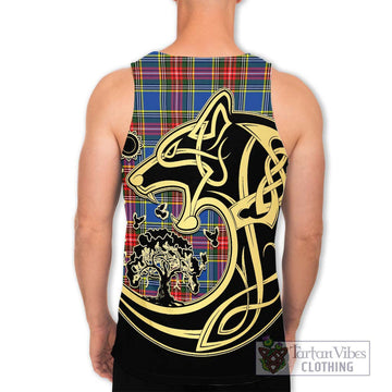 Bethune Tartan Men's Tank Top with Family Crest Celtic Wolf Style