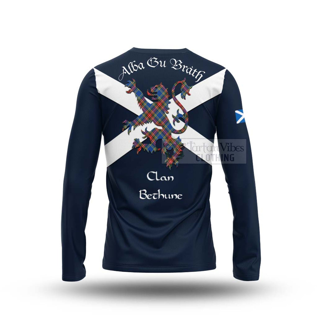 Tartan Vibes Clothing Bethune Tartan Lion Rampant Long Sleeve T-Shirt – Proudly Display Your Heritage with Alba Gu Brath and Clan Name