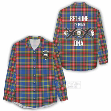 Bethune Tartan Women's Casual Shirt with Family Crest DNA In Me Style