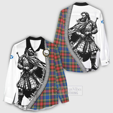 Bethune Tartan Clan Crest Women's Casual Shirt with Highlander Warrior Celtic Style