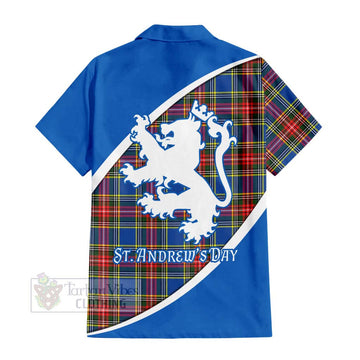 Bethune Family Crest Tartan Short Sleeve Button Shirt Celebrate Saint Andrew's Day in Style