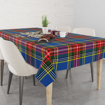 Bethune Tartan Tablecloth with Clan Crest and the Golden Sword of Courageous Legacy - Tartan Vibes Clothing