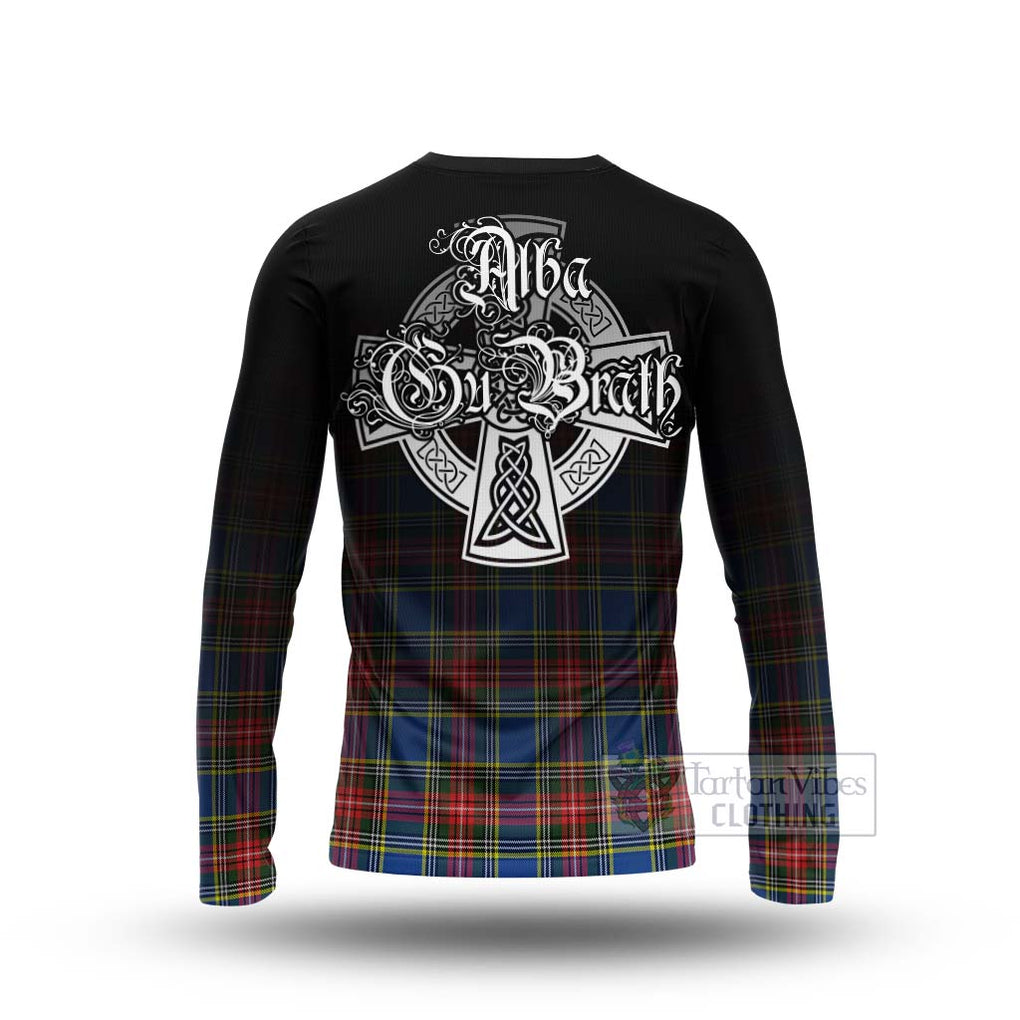 Tartan Vibes Clothing Bethune Tartan Long Sleeve T-Shirt Featuring Alba Gu Brath Family Crest Celtic Inspired