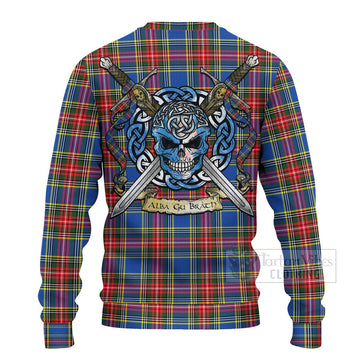 Bethune Tartan Ugly Sweater with Family Crest Celtic Skull Style