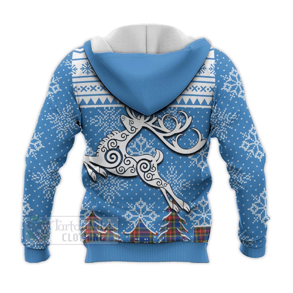 Tartan Vibes Clothing Bethune Clan Christmas Knitted Hoodie Celtic Reindeer Style