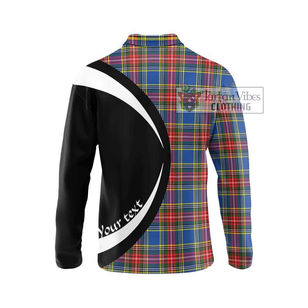 Bethune Tartan Long Sleeve Polo Shirt with Family Crest Circle Style - Tartan Vibes Clothing