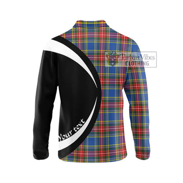 Bethune Tartan Long Sleeve Polo Shirt with Family Crest Circle Style