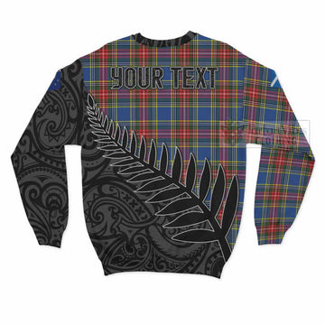 Bethune Crest Tartan Sweatshirt with New Zealand Silver Fern Half Style