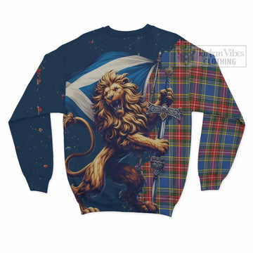 Bethune Tartan Family Crest Sweatshirt with Scottish Majestic Lion