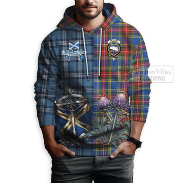 Bethune Tartan Hoodie Happy St. Andrew's Day Half Tartan Style