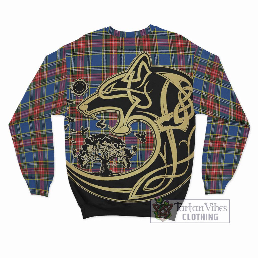 Bethune Tartan Sweatshirt with Family Crest Celtic Wolf Style - Tartan Vibes Clothing