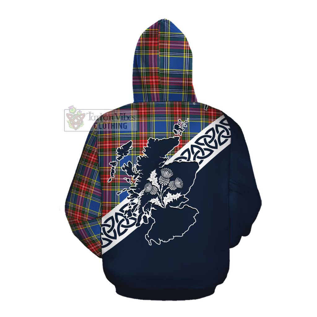 Tartan Vibes Clothing Bethune Tartan Cotton Hoodie Featuring Thistle and Scotland Map