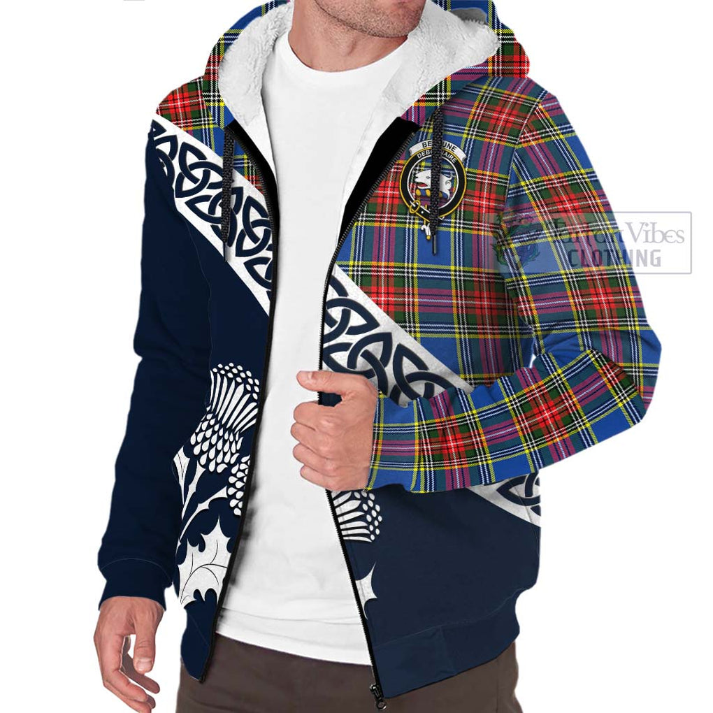 Tartan Vibes Clothing Bethune Tartan Sherpa Hoodie Featuring Thistle and Scotland Map