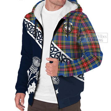 Bethune Tartan Sherpa Hoodie Featuring Thistle and Scotland Map