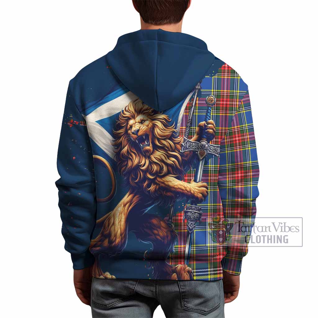 Bethune Tartan Family Crest Hoodie with Scottish Majestic Lion