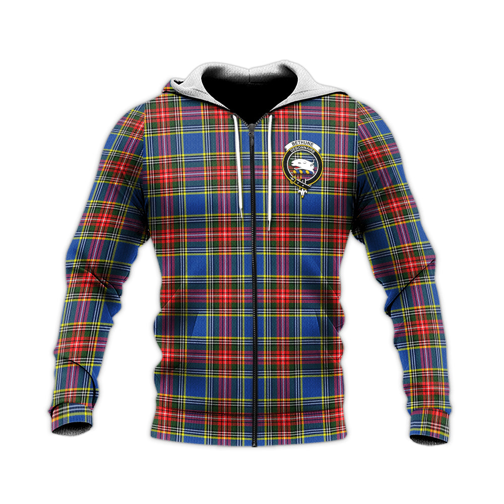 Bethune Tartan Knitted Hoodie with Family Crest Unisex Knitted Zip Hoodie - Tartanvibesclothing