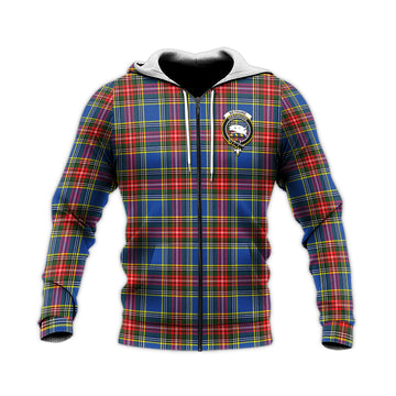 Bethune Tartan Knitted Hoodie with Family Crest