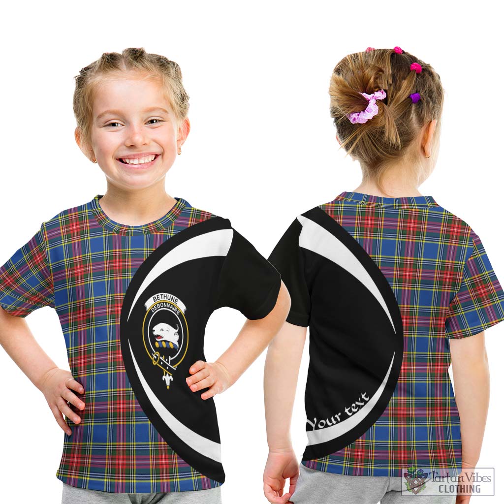 Bethune Tartan Kid T-Shirt with Family Crest Circle Style - Tartan Vibes Clothing