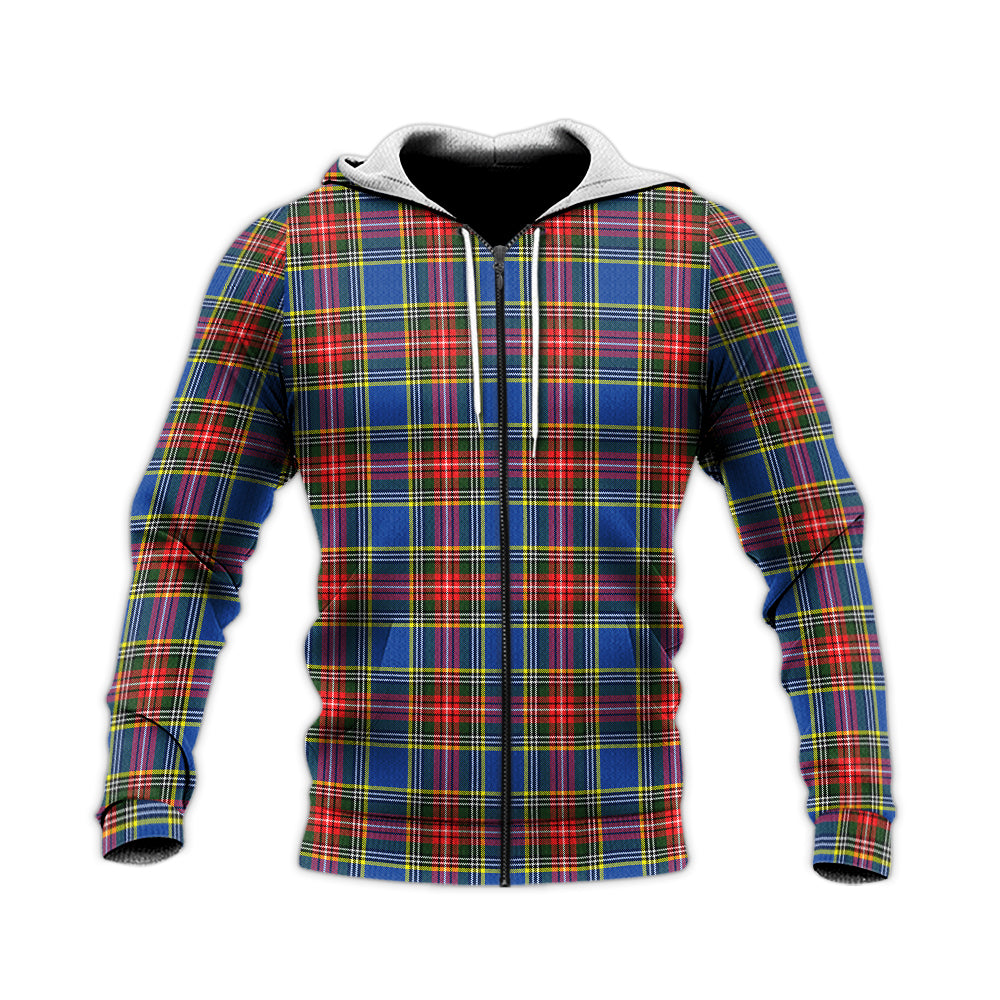 Bethune Tartan Knitted Hoodie Unisex Knitted Zip Hoodie - Tartanvibesclothing