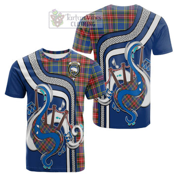 Bethune Tartan Cotton T-shirt with Epic Bagpipe Style