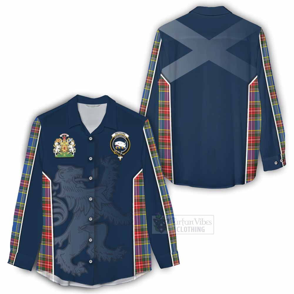 Tartan Vibes Clothing Bethune Tartan Women's Casual Shirt with Family Crest and Lion Rampant Vibes Sport Style