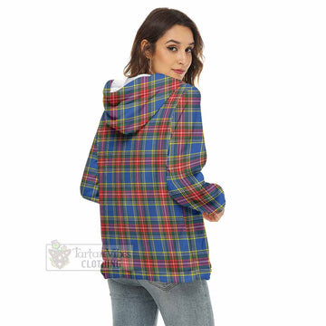 Bethune Tartan Women's Borg Fleece Hoodie with Half Zip with Family Crest - Tartan Vibes Clothing