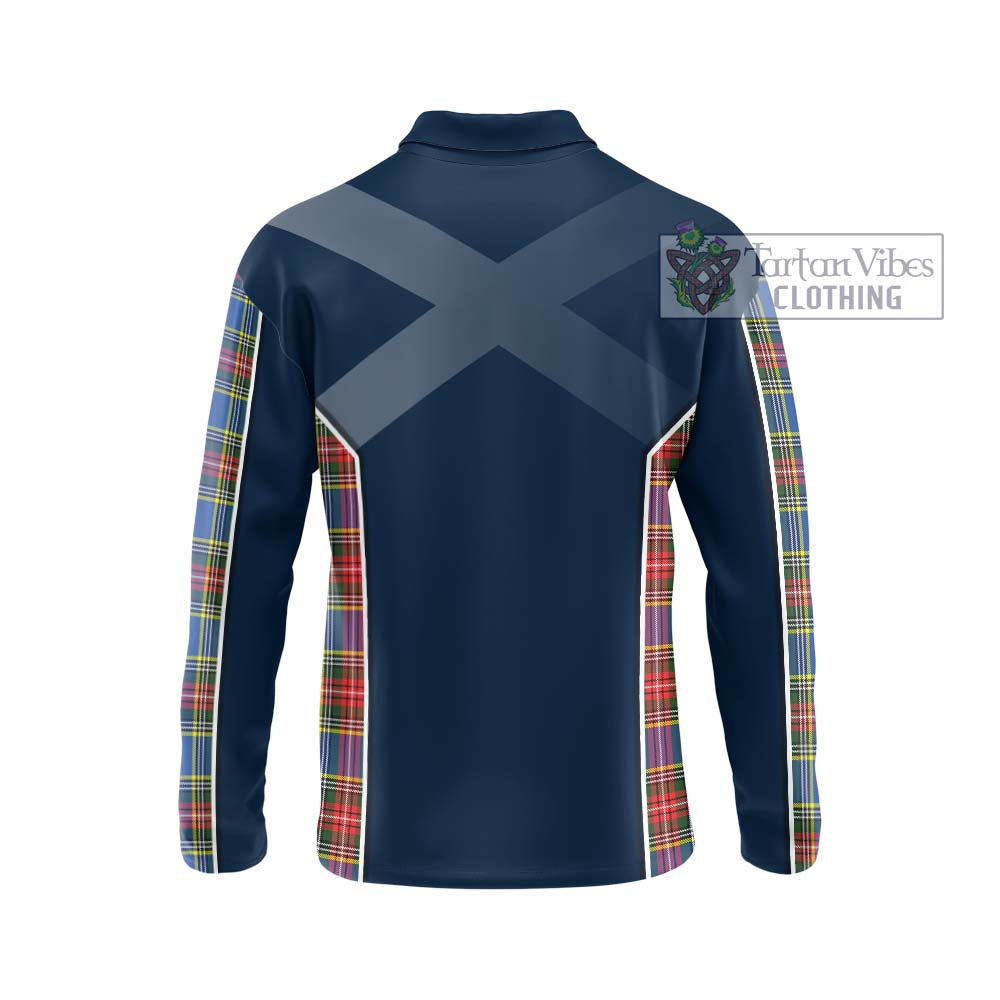 Bethune Tartan Long Sleeve Polo Shirt with Family Crest and Lion Rampant Vibes Sport Style - Tartan Vibes Clothing