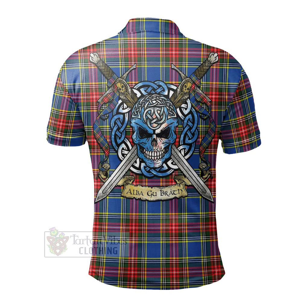 Tartan Vibes Clothing Bethune Tartan Polo Shirt with Family Crest Celtic Skull Style