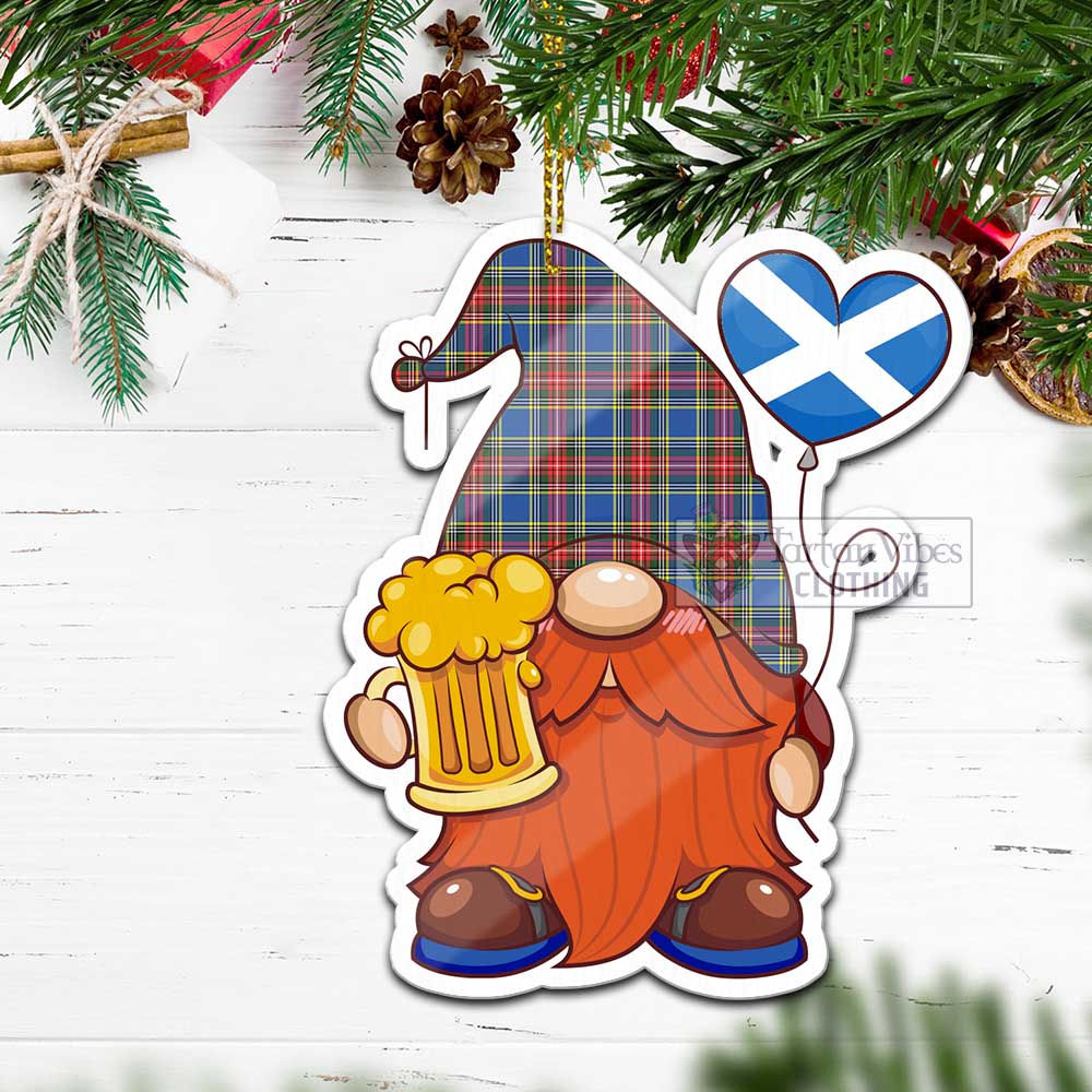 Tartan Vibes Clothing Bethune Tartan Gnome Holding Beer Glass Christmas Ornament with Personalized National Flag