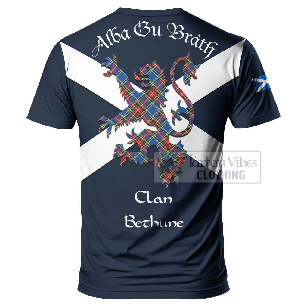 Tartan Vibes Clothing Bethune Tartan Lion Rampant T-Shirt – Proudly Display Your Heritage with Alba Gu Brath and Clan Name