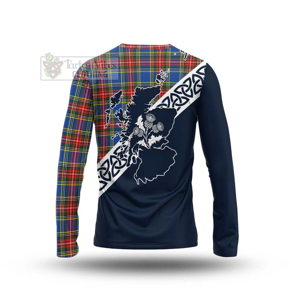 Tartan Vibes Clothing Bethune Tartan Long Sleeve T-Shirt Featuring Thistle and Scotland Map