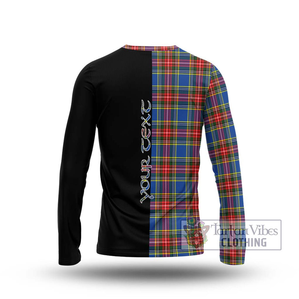 Bethune Tartan Long Sleeve T-Shirt with Family Crest and Half Of Me Style - Tartanvibesclothing Shop