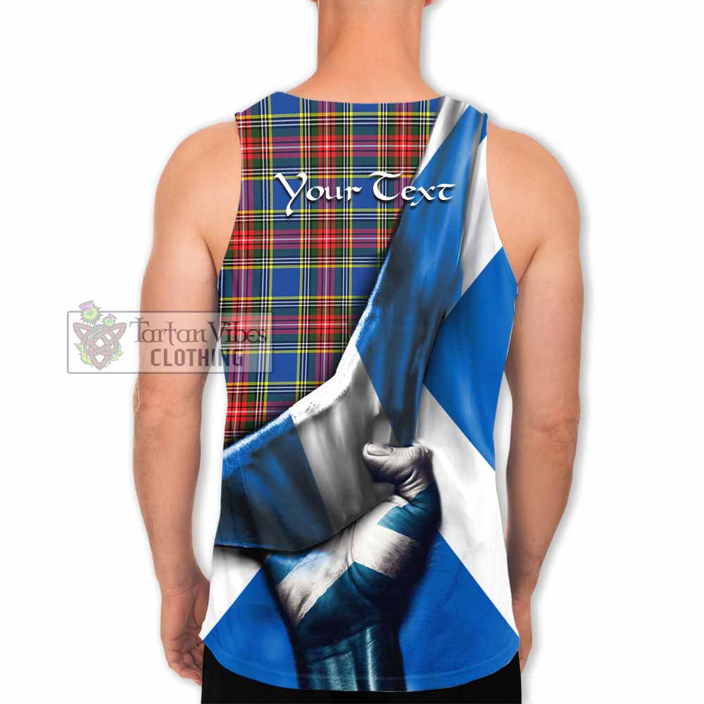 Tartan Vibes Clothing Bethune Tartan Men's Tank Top with Family Crest Scotland Patriotic Style