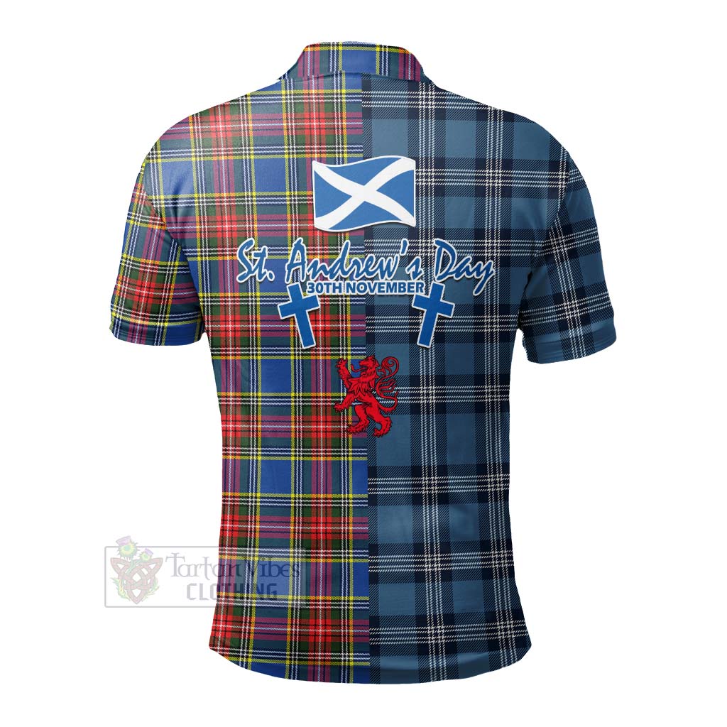 Tartan Vibes Clothing Bethune Tartan Polo Shirt Happy St. Andrew's Day Half Tartan Style