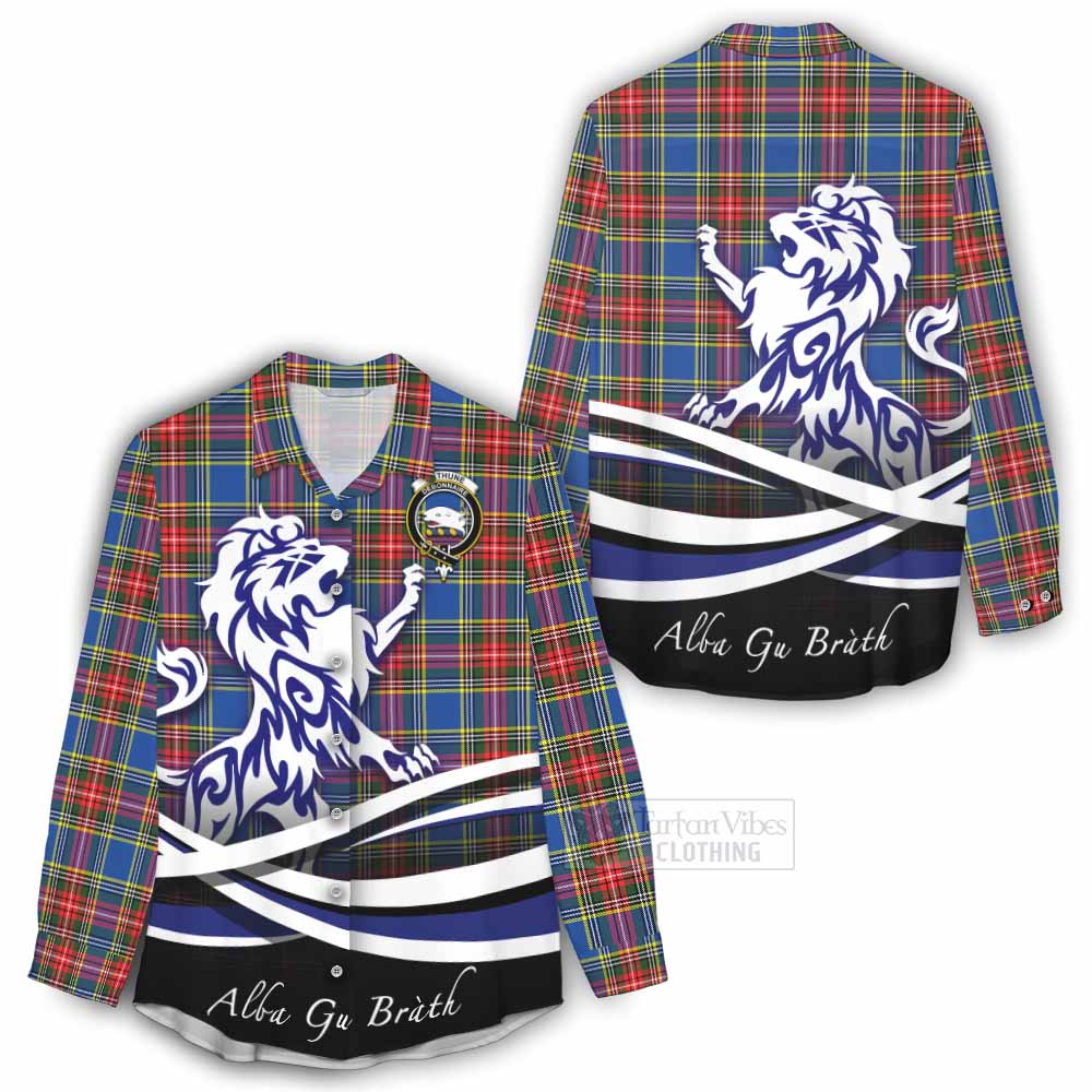 Tartan Vibes Clothing Bethune Tartan Women's Casual Shirt with Alba Gu Brath Regal Lion Emblem