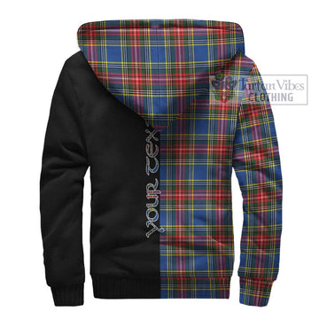 Bethune Tartan Sherpa Hoodie with Family Crest and Half Of Me Style - Tartan Vibes Clothing