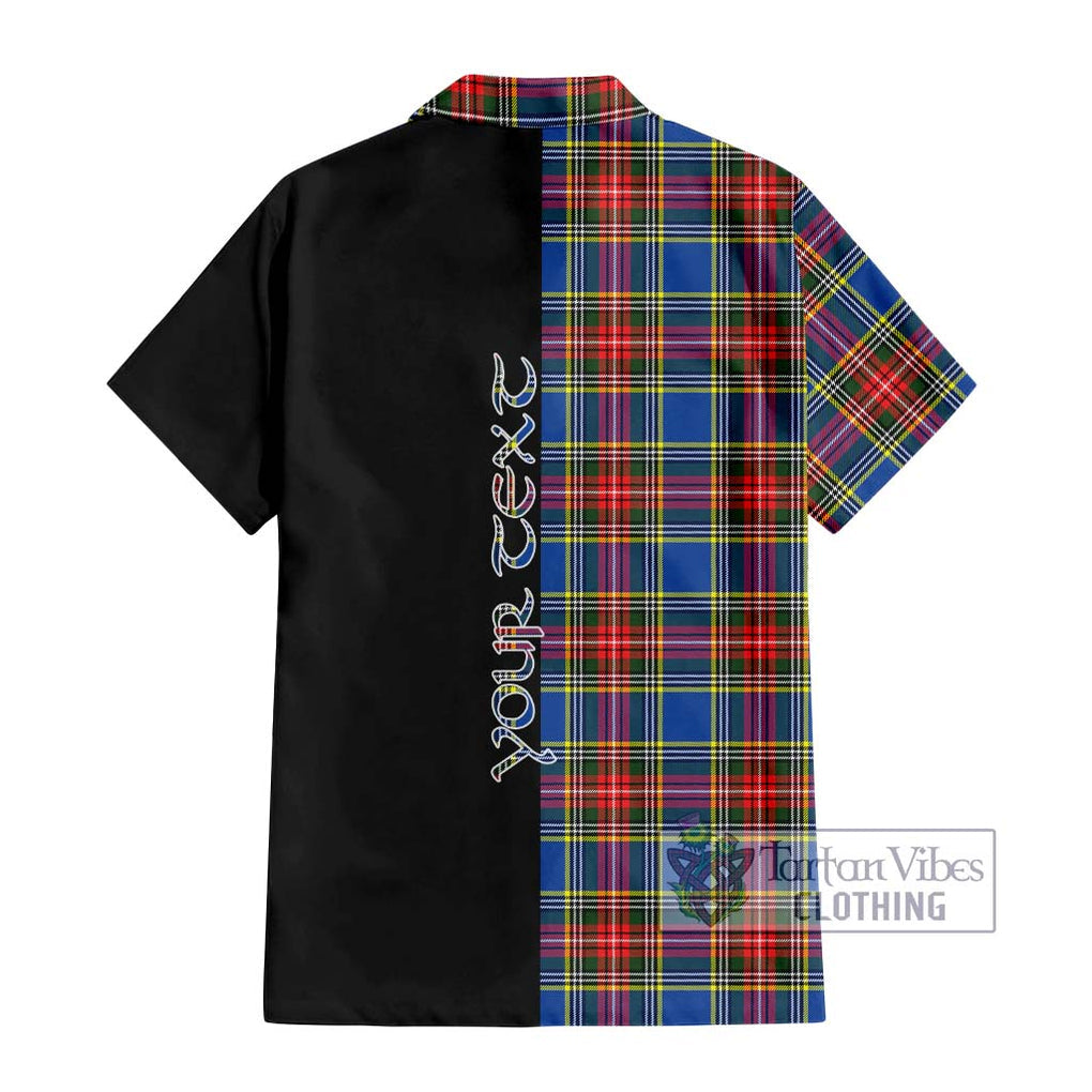 Bethune Tartan Short Sleeve Button Shirt with Family Crest and Half Of Me Style - Tartanvibesclothing Shop