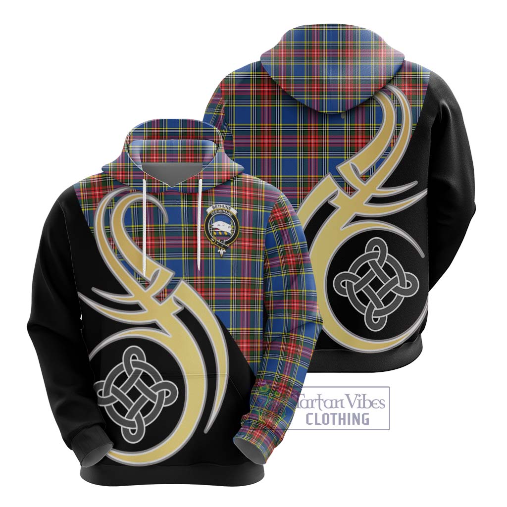 Bethune Tartan Hoodie with Family Crest and Celtic Symbol Style - Tartan Vibes Clothing