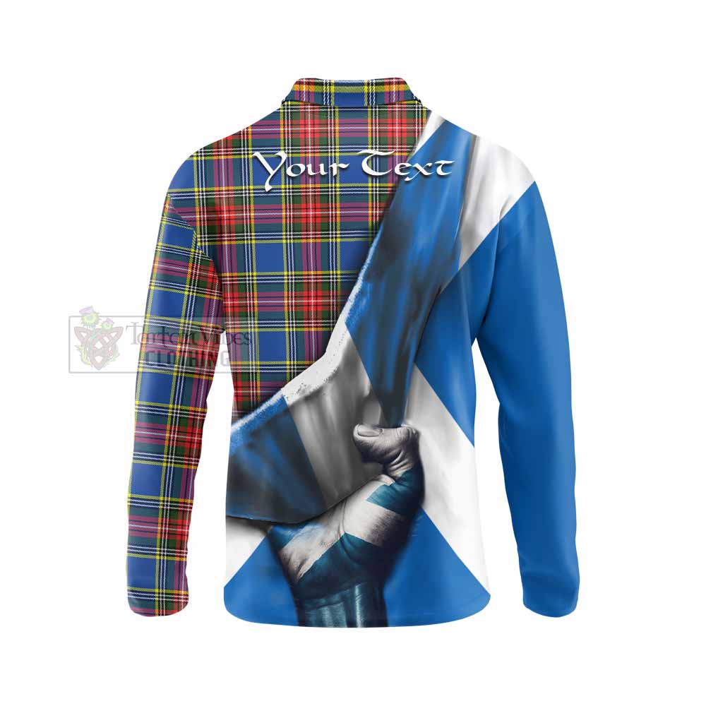 Tartan Vibes Clothing Bethune Tartan Long Sleeve Polo Shirt with Family Crest Scotland Patriotic Style