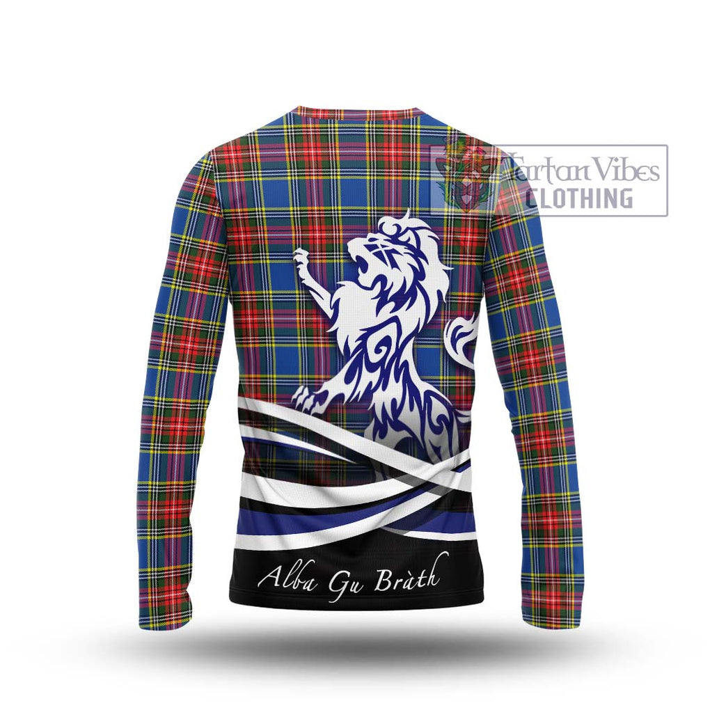 Bethune Tartan Long Sleeve T-Shirt with Alba Gu Brath Regal Lion Emblem - Tartanvibesclothing Shop