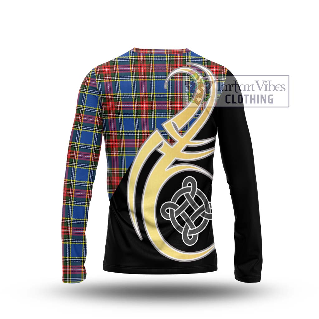 Bethune Tartan Long Sleeve T-Shirt with Family Crest and Celtic Symbol Style - Tartan Vibes Clothing