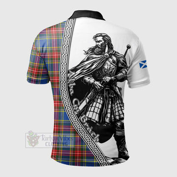 Bethune Tartan Clan Crest Polo Shirt with Highlander Warrior Celtic Style