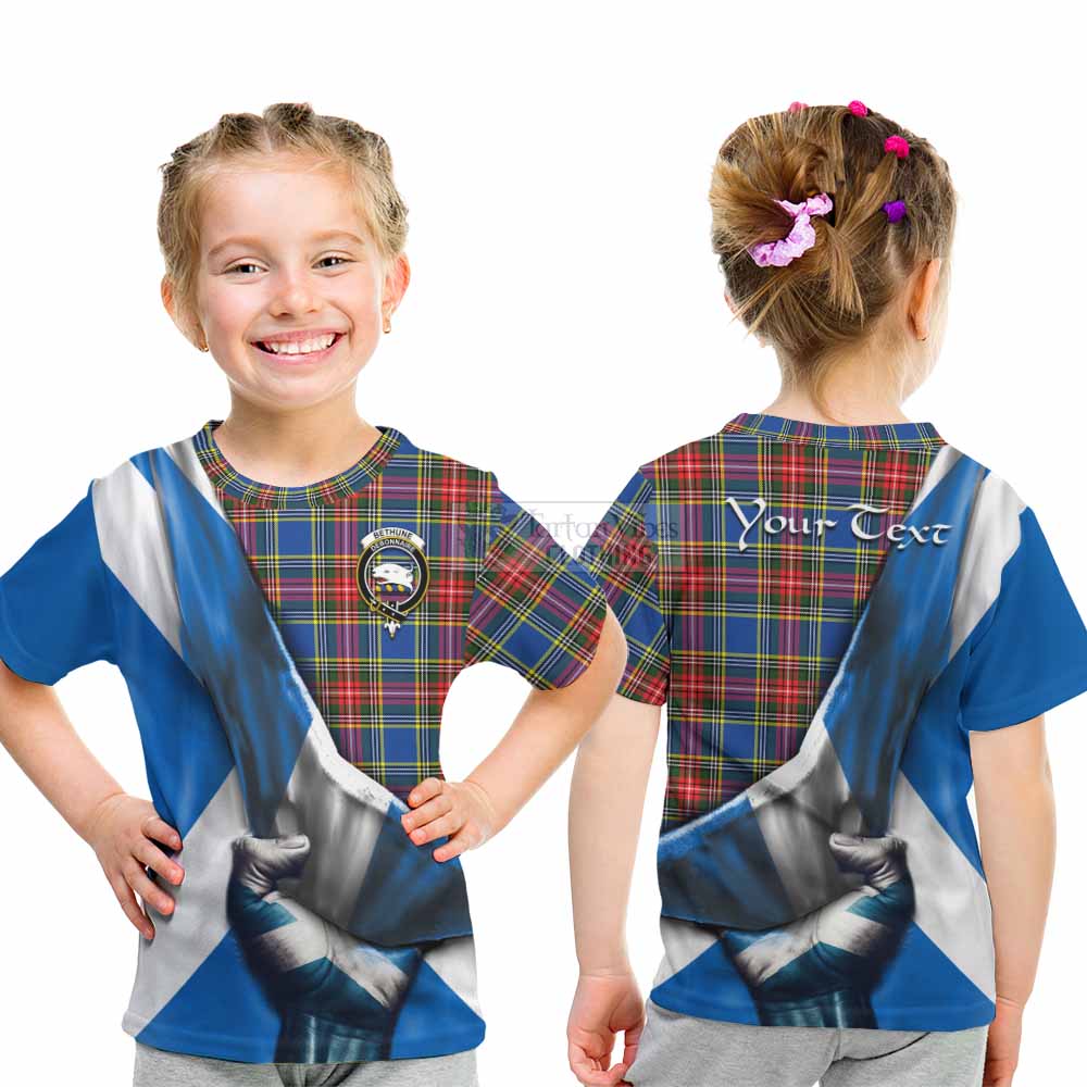 Tartan Vibes Clothing Bethune Tartan Kid T-Shirt with Family Crest Scotland Patriotic Style