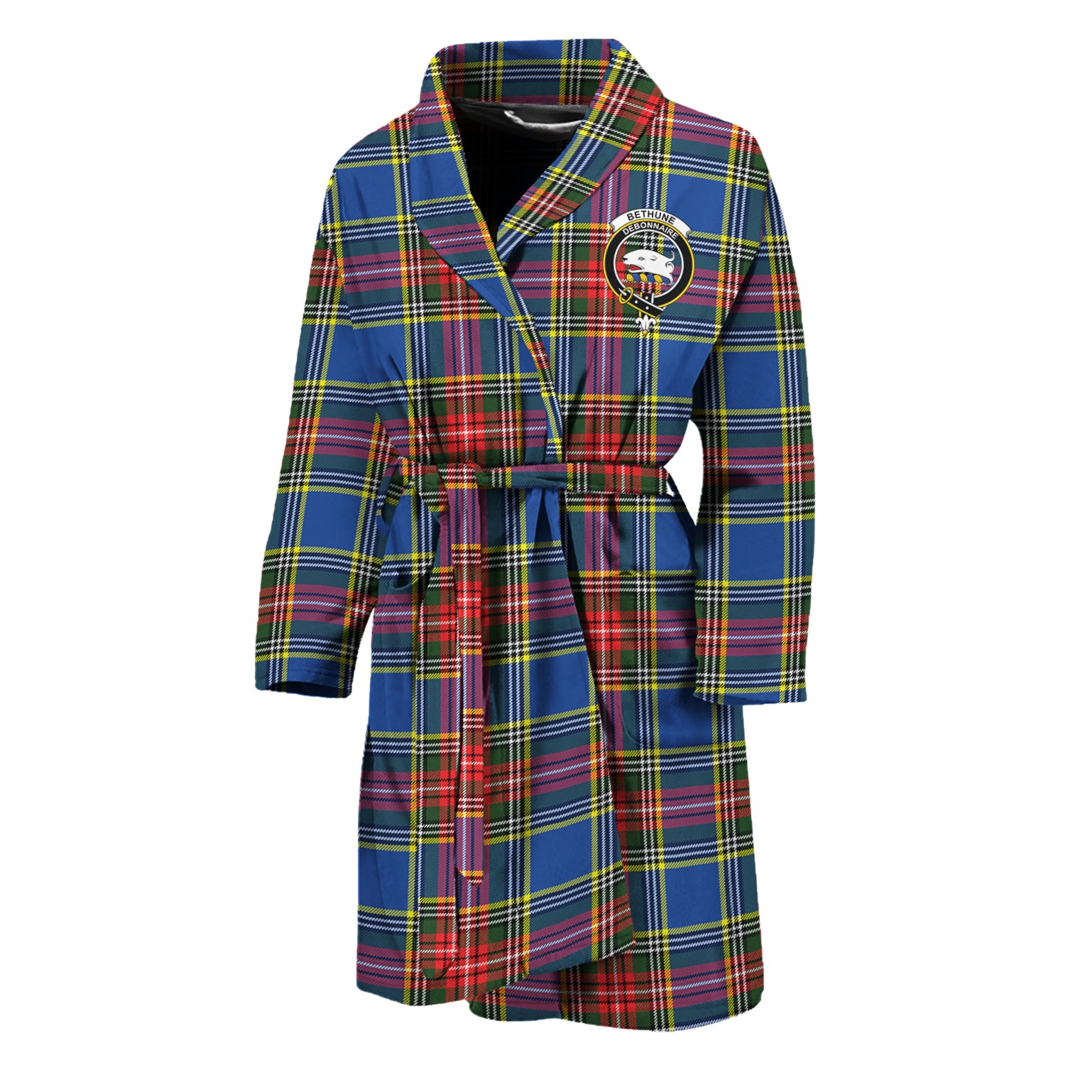 Bethune Tartan Bathrobe with Family Crest Unisex M - Tartan Vibes Clothing