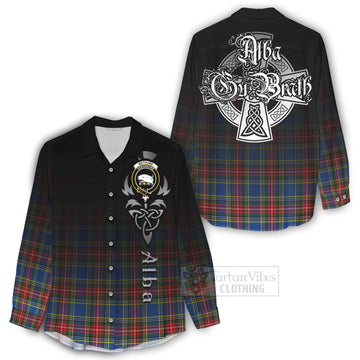 Bethune Tartan Women's Casual Shirt Featuring Alba Gu Brath Family Crest Celtic Inspired