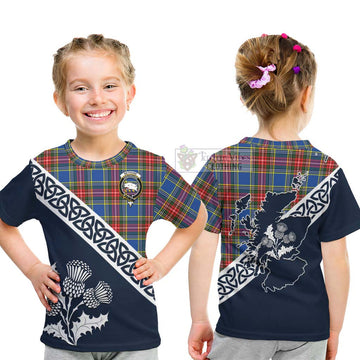 Bethune Tartan Kid T-Shirt Featuring Thistle and Scotland Map - Tartan Vibes Clothing