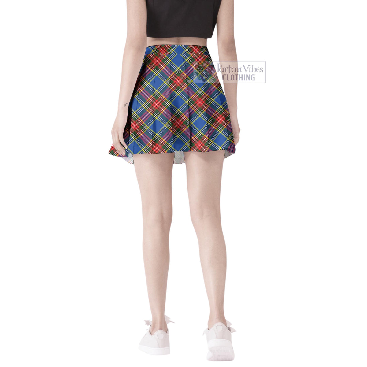 Bethune Tartan Women's Plated Mini Skirt Cross Style - Tartan Vibes Clothing